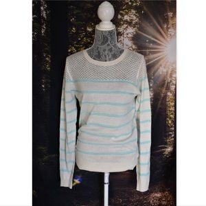 2/$20!  Lace Detail Striped Sweater